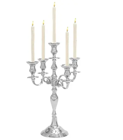 Candelabro de mesa moderno para festas de Natal, castiçais decorativos de metal com acabamento em prata para casamentos em casa