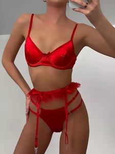 Conjunto de lencería blanca de encaje, sujetador y braga, lencería sexy de encaje transparente para mujer - Product Image 4