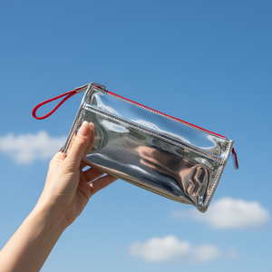 Water Resistant Easy to Clean Portable <b>Makeup</b> <b>Storage</b> Bag Futuristic Silver Beauty Case - Product Image 4