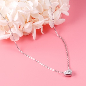 Nuevo Diseño de Collar con Colgante de Acero Inoxidable, con Forma de Corazón y Diamantes, Plateado, Esmerilado, Moderno, Exquisito y Elegante - Product Image 5