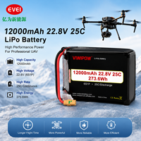 Baterai Drone FPV Lithium Polymer 12000mah 6S 3.8V 25C High-C Rating, Stok Massal, Dapat Disesuaikan