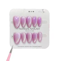 Grosir 10 Set Kuku Jari Buatan Tangan Berkualitas Tinggi, Dapat Dipakai Kembali, Motif Mata Kucing, Tekan Sendiri