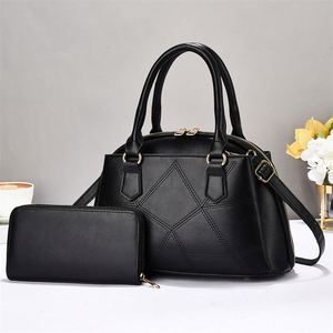 2PCS <b>Set</b> Women Leather Totes Single Shoulder Strap Crossbody Bag Waterproof PU Handbags - Product Image 3