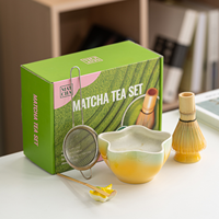 Ensemble de bols en céramique Starfish Matcha, ensemble de bols à fruits Star, ensemble de fouets à matcha en bambou, kit d'outils à matcha 6 pièces, kit d'outils à matcha 2 pièces