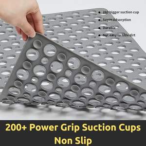 נוסף גדול tpe מחצלת אמבט אנטי להחליק עם חורים ניקוז וכוסות יניקה - Product Image 4