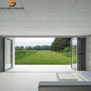 Porte pliante en aluminium pour patio extérieur imperméable GS, double vitrage, verre trempé, pour villa - Product Image 4