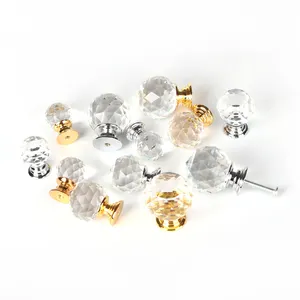 Chinese Factory Crystal Glass Door Handle Wholesale Decorative Crystal Glass Door Handles Knobs With Diamond