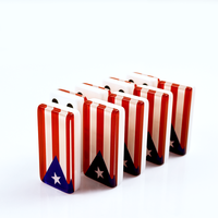 Jeu de dominos double six en acrylique personnalisé avec drapeau de Porto Rico, 28 pièces, taille standard, pour jeu de table éducatif, familial et de loisirs