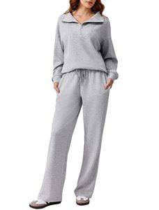 Completo <span class=keywords><strong>Donna</strong></span> di Nuova Collezione: Felpa con Mezza Zip e Pantaloni Ampi <span class=keywords><strong>Casual</strong></span> – Set Sportivo da <span class=keywords><strong>Donna</strong></span> Primaverile all'Ingrosso Personalizzabile Alxin - Product Image 4