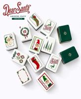 Set Mahjong Natal Amerika untuk Santa, Ubin Mahjong Akrilik Bermotif Santa Retro dengan Alas Permainan Santa untuk Liburan