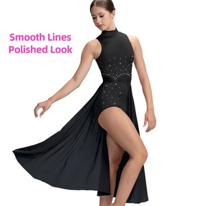 महिला वयस्कों के लिए मिडी गीतात्मक नृत्य वेशभूषा, लंबे आधे स्कर्ट खोखले खुले खुले पीछे लेटिन नृत्य कपड़े - Product Image 6