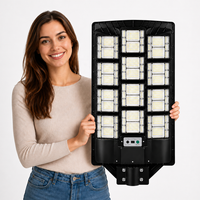 Lámpara Solar para Calle Súper Brillante Todo en Uno, IP67 Impermeable, 500W 1000W, Lámpara de Calle para Exteriores con Encendido/Apagado Automático y Control Remoto