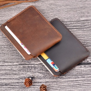 Boshiho Retro Men Credit Id Coin Leather Front Pocket Black Slim Customise Crazy Horse Leather Business <b>Wallet</b> Card <b>Holder</b> - Product Image 2