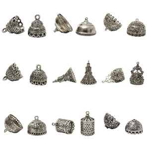 Vente directe d'usine Inde : Perles de bijoux en alliage argenté antique à franges, en forme de lanterne, pour boucles d'oreilles et chapeaux de perles, motif <span class=keywords><strong>cage</strong></span> à oiseaux tridimensionnelle - Product Image 4