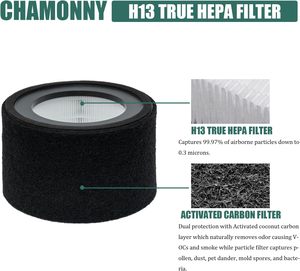 Filtres à <span class=keywords><strong>air</strong></span> portables 3-en-1 H13 True <span class=keywords><strong>HEPA</strong></span> au charbon actif, remplacement <span class=keywords><strong>pour</strong></span> <span class=keywords><strong>purificateur</strong></span> <span class=keywords><strong>d</strong></span>'<span class=keywords><strong>air</strong></span> Crane EE-5068 Etery JT-8115M - Product Image 2