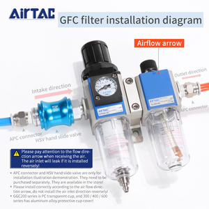 공기 근원 가공업자 공기 정화 장치 압축 공기를 넣은 여과기의 AIRTAC GFC200-08 300-10 400-15 600-25 압력 통제 여과기 - Product Image 5