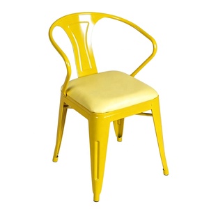 <span class=keywords><strong>Chaise</strong></span> de salle à manger industrielle vintage en métal peint avec <span class=keywords><strong>coussin</strong></span> en cuir PU pour restaurant, café, bistrot, patio, jardin - Product Image 1