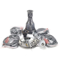 Chicha portable moderne YOUCHENG en acier inoxydable noir, écologique, avec 4 tuyaux, ensemble complet, pinces miroir en métal et fer – Vente en gros
