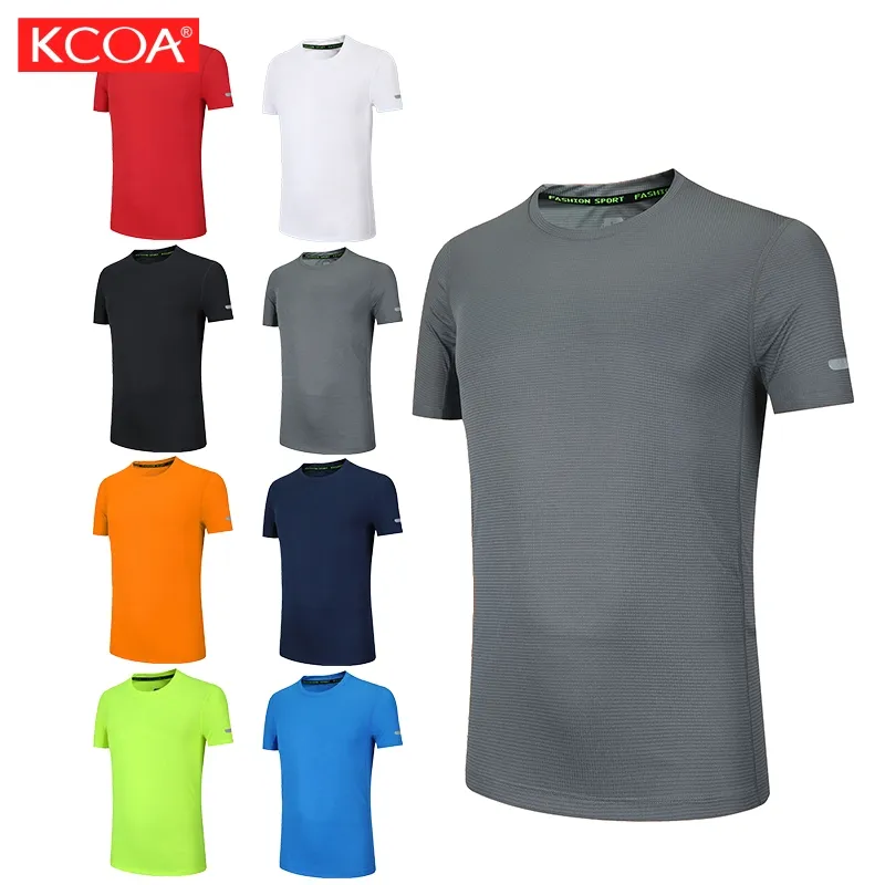 Camiseta de manga curta para homens, alta qualidade, preço de fábrica, secagem rápida, esportes em branco