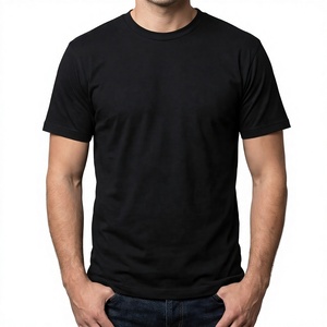 T-shirt décontracté noir à manches courtes et col rond pour homme, coupe classique, 100 % coton, couleur unie, jersey tricoté, teint uni 2027 - Product Image 1