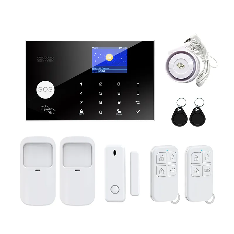 APP RFID Control GSM 2g 4g SIM card SOS Button Home security Alarm system Menu screen Waterproof remote control Touch Keyboard