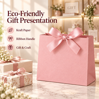 Sacs cadeaux en papier kraft écologiques avec poignées en ruban pour événements festifs et emballages de mariage, commandes en gros