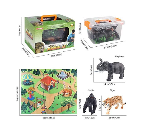 Safari-Tierfiguren Set – 12 Stück Mit Lernkarten, Realistisch, Für Kinder Ab 3