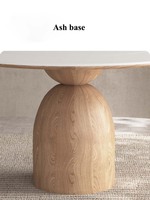 Table à Manger Ronde Style Crème Bois de Designer d'Intérieur Combinaison Nordique en Bois Massif Pure et Chaise Planche de Roche