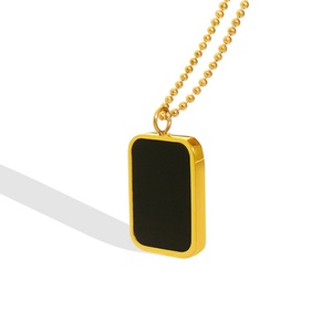 Nouveau collier de luxe en coquille noire pour femmes, collier en acier inoxydable avec pendentif rectangulaire en coquille, tendance - Product Image 2