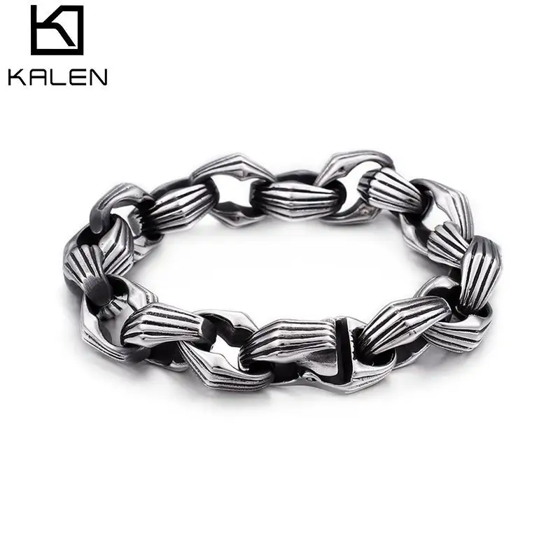 KALEN Punk 22cm Link Chain Rvs Armbanden Voor Mannen