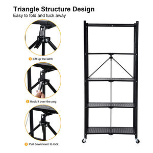 Estante plegable de <span class=keywords><strong>Metal</strong></span> para el hogar y la cocina, estantería plegable multifunción de fácil montaje - Product Image 5
