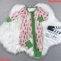 Pijama de bambú con cremallera para bebé, mono de manga larga con estampado navideño para recién nacido, pelele personalizado para dormir