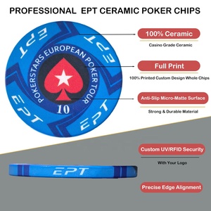 Jetons de <span class=keywords><strong>poker</strong></span> en céramique personnalisés en gros de 10g, 39mm, modèle professionnel EPT Casino European Hot Texas Coins avec dénomination personnalisée - Product Image 3