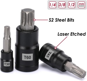 Jeu de 25 embouts <span class=keywords><strong>Torx</strong></span> OEM, 13 embouts étoile T8-T60 et 12 douilles E-<span class=keywords><strong>Torx</strong></span> E4-E22, kit d'outils professionnel pour mécaniciens automobiles et motocyclistes - Product Image 4