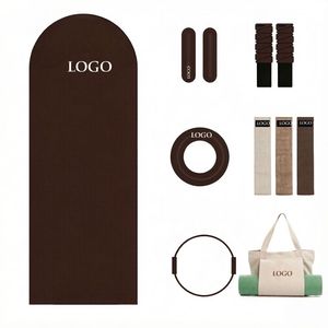 Set de Accesorios de Pilates: Mancuernas de Silicona, Pesas de Tobillo, Anillo de Pilates Marrón Chocolate, Kit de Pilates Power para Mujer - Product Image 1