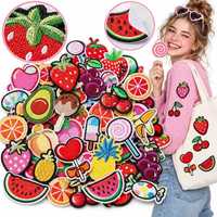 Groothandel Schattige Fruit Snoep Geborduurde Patch Aardbei Watermeloen Kers Lollipop IJslolly Strijk-op Naai Borduurpatch