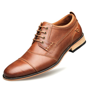 Chaussures habillées italiennes faites à la main pour hommes, élégantes, décontractées, à lacets, couleur unie, respirantes, à semelle épaisse - Product Image 1