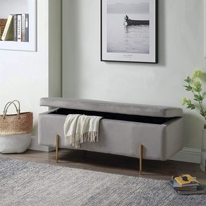 BANCO DE ALMACENAMIENTO CM 110X40 H. 45 EN TERCIOPELO GRIS OSCURO - Product Image 1