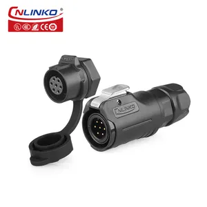 Cnlinko lp series m12 conector, conector macho elétrico, à prova d' água ip65, 7 pinos ac dc, tomada fêmea para cabo de alimentação redonda