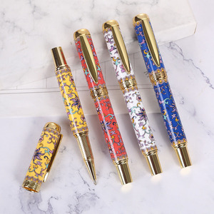 Bolígrafo de Metal con Patrón Floral Esmaltado Chino, Estilo Oriental Vintage, Bolígrafo de Regalo para Negocios de Lujo, Recuerdo - Product Image 1
