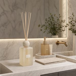 Aikun Oversized Capacity Extended Diffusion Flame Free Frosted Glass <b>Reed</b> <b>Diffuser</b> Gift Set with Decorative Stone for Home Decor - Product Image 3