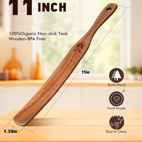 Ensemble d'ustensiles de cuisine en bois de teck naturel, cuillères de cuisson antiadhésives, spatule, outils de service