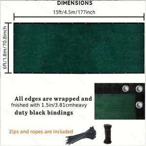 Heavy Duty 4ft/5ft/6ft/7ft <b>Privacy</b> <b>Fence</b> <b>Screen</b> Outdoor Shade Cloth Mesh Barrier with Cable Zip Ties Fencing Products - Product Image 3
