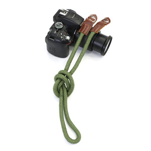 Correa para cámara Shetu para cámaras sin espejo, cuero de vaca y nailon, 110 cm, estilo artístico vintage, verde - Product Image 4