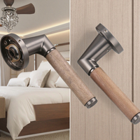 Ensemble de serrure à cylindre minimaliste en noyer avec poignée factice et fendue pour chambre à coucher salle de bain pour hôtels usage résidentiel bouton de porte intérieur