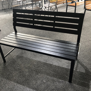 Banc de jardin moderne et contemporain pour l'extérieur, meubles de patio K.D., chaises de jardin en plastique noir - Product Image 2