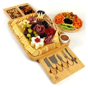 Yuvarlak mini bambou bambu Charcuterie ahşap ahşap toptan set kesme peynir kurulu