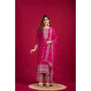 ผ้าชินน่อนผ้าไหมพรีเมี่ยมพร้อมงานปักลวดลายหนาพร้อมขอบลูกไม้แขนเต็ม - Product Image 1