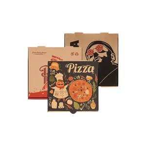 Embalagem de papelão ondulado impressa personalizada por atacado caixas descartáveis para pizza eco 12" 16 18 polegadas para fatias de alimentos