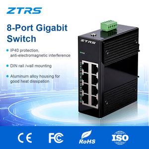 ZTRS Industrie-<span class=keywords><strong>Switch</strong></span> mit 8 Ports, 10/100, nicht verwaltet, 6K Überspannungsschutz mit Dual-Power-Redundanz, unterstützt DIN-Schienenmontage. - Product Image 1